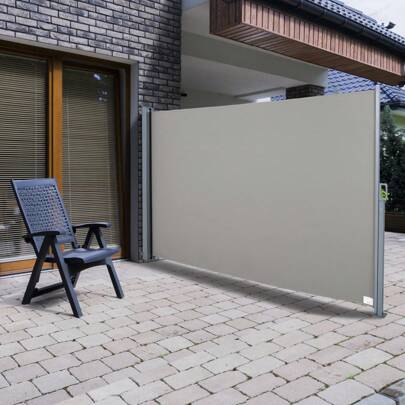 Outsunny Tenda da Sole Laterale e Avvolgibile (3x1.6m) in Alluminio e Poliestere Imperemabile Anti-UV, per Vento/Privacy