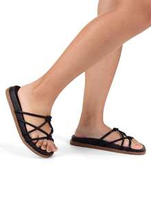 Women Flat Sandals - màu đen - Xem 2