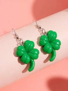 1對創意可愛的青蛙和三葉草垂掛耳環,適用於女士派對佩戴 - A - 查看 6