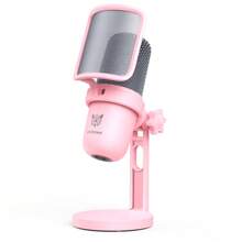 ONIKUMA M630 USB Gaming Microphone Pink Cute Wired Microphone With Rotatable Stand Game Microphone One-Touch Mute  Podcast Microphone For PC Gamer - Pink - View 9