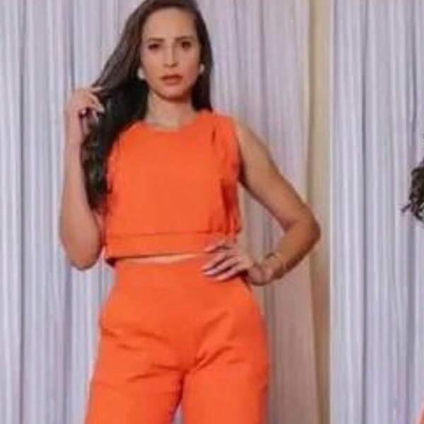 Conjunto de Linho Casual Feminino Cropped e Calça Capri