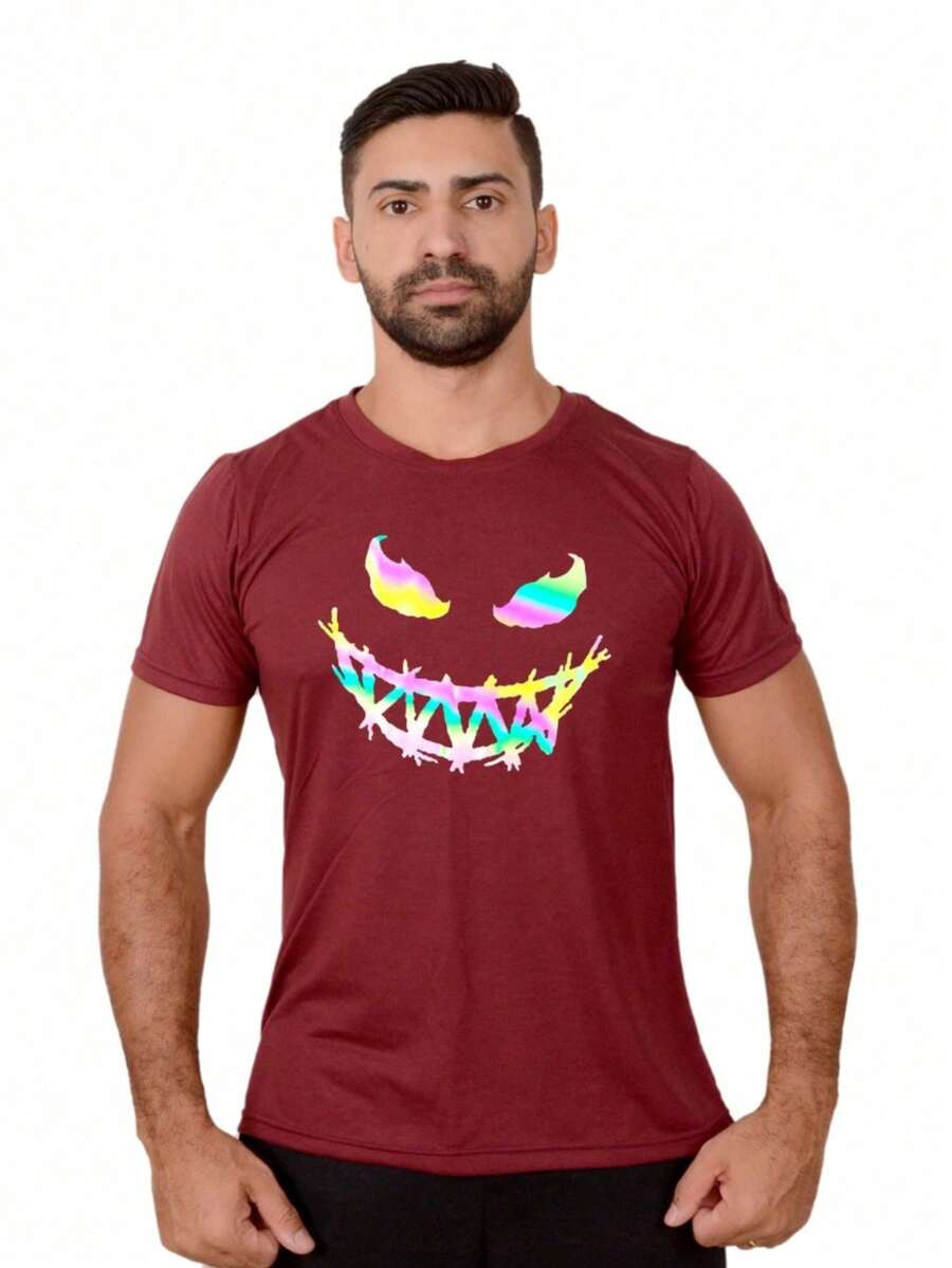 Men T-Shirts - 酒紅色 - 查看 1