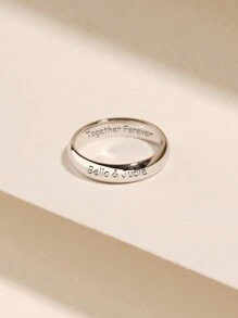 1 Pc S925 Sterling Silver Minimalist Charm Customizable Ring For Women And Couples Fine Jewelry Gift Valentine's Day Gift Birthday Gift,New Year Glamour - Silver - View 3