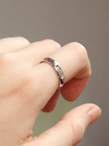 1 Pc S925 Sterling Silver Minimalist Charm Customizable Ring For Women And Couples Fine Jewelry Gift Valentine's Day Gift Birthday Gift,New Year Glamour - Silver - View 4
