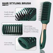 4 Pcs Hair Brush Set,Anti Static Massage Oval Comb,Detangling Brush Round Hair Brush Vent Hair Brush,Flexible Soft Pin Bristles For Long Thick Curly Wavy Dry Damaged Hair,Pack Of 4 Anti-Static Hair Tools For Women, Men & Kids: Oval Comb, Round Vent Brush, Detangling Paddle Brush For Wet/Dry Hair Massage & Shine - Green - View 3