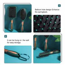 4 Pcs Hair Brush Set,Anti Static Massage Oval Comb,Detangling Brush Round Hair Brush Vent Hair Brush,Flexible Soft Pin Bristles For Long Thick Curly Wavy Dry Damaged Hair,Pack Of 4 Anti-Static Hair Tools For Women, Men & Kids: Oval Comb, Round Vent Brush, Detangling Paddle Brush For Wet/Dry Hair Massage & Shine - Green - View 7