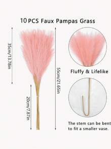 5/10/20/40pcs Of Artificial Reeds, 55cm/21.65 Inch High Plush Artificial Grass, Large Universal Pampas Tree Branches For Floor Vase Filling, Suitable For Bohemian Decoration In Home Kitchens, Room Decoration, Wedding Party Decoration, Fake Plants, Autumn Decoration, Rooms, Desks, Garden Decoration, Room Decoration, DIY Photography Props, Mother's Day, Graduation Season Decoration (Note: One Size=10 Pieces)
