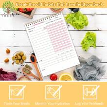 Trees 簡化版健身日誌,適用於男女- B5運動日誌/健康計劃表,日常運動記錄,記錄體重減輕,健身房,增肌,健身進度 - 藍色 - 查看 3