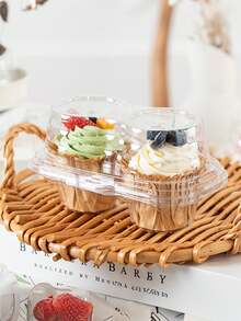 12pcs Clear Plastic Cake Cup Packing Boxes Muffin Dessert Cupcake Box Cookie Fruit Sushi Packaging Container - Clear - View 7