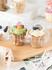 12pcs Clear Plastic Cake Cup Packing Boxes Muffin Dessert Cupcake Box Cookie Fruit Sushi Packaging Container - Clear - View 5