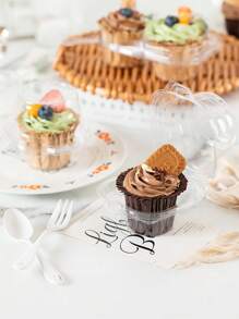 12pcs Clear Plastic Cake Cup Packing Boxes Muffin Dessert Cupcake Box Cookie Fruit Sushi Packaging Container - Clear - View 9