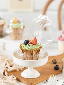 12pcs Clear Plastic Cake Cup Packing Boxes Muffin Dessert Cupcake Box Cookie Fruit Sushi Packaging Container - Clear - View 6