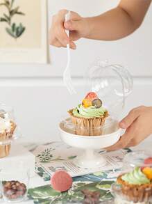 12pcs Clear Plastic Cake Cup Packing Boxes Muffin Dessert Cupcake Box Cookie Fruit Sushi Packaging Container - Clear - View 1