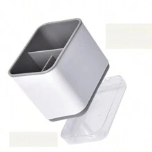 Hållare Ätpinnar Bur Med Dräneringshylla , Multifunktionell Bestick Förvaringslåda Med Genomskinlig 
Botten , Kök Arrangör - Aprikos - Visa 5