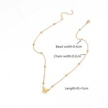 不銹鋼26最初吊墜女性項鍊流行珠子墜飾項鍊適合女士 - 金黃色 - 查看 2