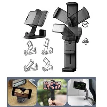 Ankndo 1Pc Airplane Phone Holder Portable Travel Stand Desktop Foldable Adjustable Rotatable Selfie Holder Train Seat Stand Phone Support - Black - View 3