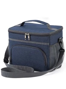 1 件保溫午餐袋適合返校季,簡單午餐袋適合學生和上班族,大容量厚鋁箔野餐袋適合戶外活動 - 藏青色 - 查看 1