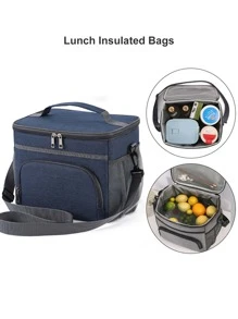 1 件保溫午餐袋適合返校季,簡單午餐袋適合學生和上班族,大容量厚鋁箔野餐袋適合戶外活動 - 藏青色 - 查看 7