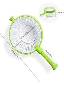 1pc Vegetable Cleaning Machine, Multifunctional Salad Spinner, Home Kitchen Drain Basket For Vegetables And Fruits! - Green - View 3