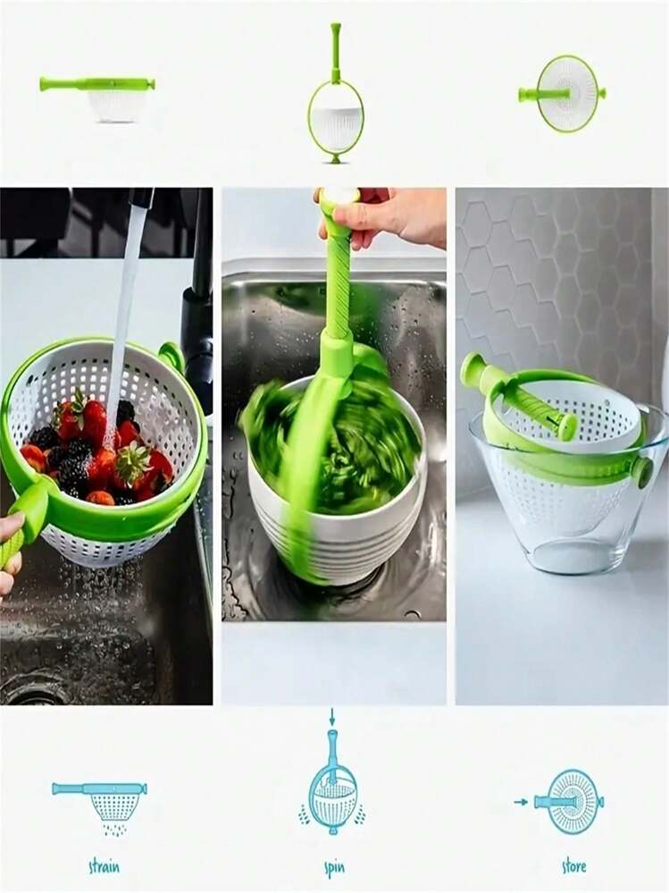 1入組蔬菜清洗機,多功能沙拉甩乾器,家用廚房蔬果漂浮篮 - 綠色 - 查看 4