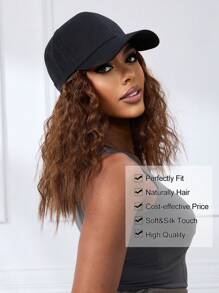 Hat Wig For Women, 12 Inch Short Wave Baseball Cap Wig With Curly Synthetic Hair Extensions, Adjustable Black Baseball Hat Wig - Light Brown - View 6