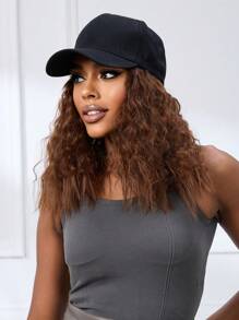 Hat Wig For Women, 12 Inch Short Wave Baseball Cap Wig With Curly Synthetic Hair Extensions, Adjustable Black Baseball Hat Wig - Light Brown - View 4
