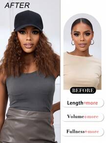 Hat Wig For Women, 12 Inch Short Wave Baseball Cap Wig With Curly Synthetic Hair Extensions, Adjustable Black Baseball Hat Wig - Light Brown - View 5