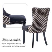 2/4/6 Piece Set Velvet Upholstered Dining Chairs, Wingback  Side Chairs Button Tufted With Solid Wood Legs For Kitchen,Dining Room. - Black-Floral - View 9