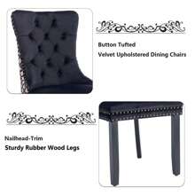 2/4/6 Piece Set Velvet Upholstered Dining Chairs, Wingback  Side Chairs Button Tufted With Solid Wood Legs For Kitchen,Dining Room. - Black-Floral - View 8