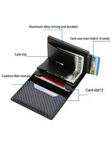 Cartera minimalista para hombre, soporte de tarjeta anti-RFID con monedero para tarjetas de crédito de bloqueo RFID para hombres y mujeres, tarjetero delgado con función bancaria segura, cartera minimalista emergente delgada con tamaño pequeño negro metálico con bloqueo, monedero pequeño con pop up