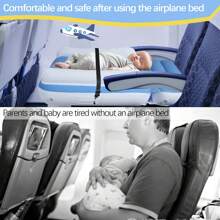 Blublu Park Inflatable Airplane Bed For Toddler, Airplane Seat Extender For Kids, Toddler Travel Bed With High Sides, Safety Belt, Airplane Bed Fits Most Airplane Seats, Car - 淺藍色 - 查看 1