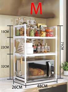 1 件多功能厨房微波炉和烤箱架、双层调味架、独立式储物柜，用于存放厨房碗碟、储物、厨房收纳、厨房用品、房间装饰、家居装饰。 - 白色 - 查看 9