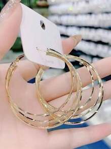 1pair Three Lives, Three Worlds Exquisite Earrings, Luxury Goddess Style Dramatic Hoop & Stud Earrings, Christmas Gift