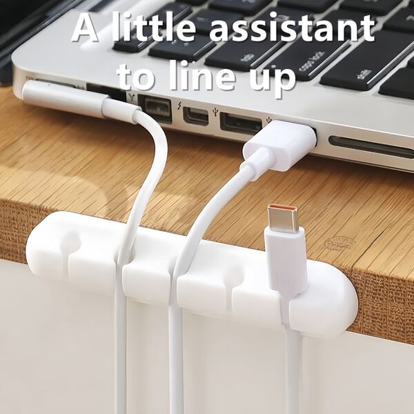 1pc 5-Hole Data Cable Organizer & Mouse Holder