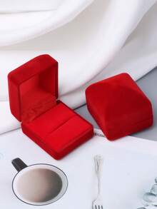 1 pieza Caja vintage con terciopelo para anillo de compromiso - Rojo - Ver 2