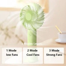 Portable Mini Fans USB Rechargeable Fans 3 Modes With Phone Stand, Hand Fan Desktop Fan 2 In 1 - Pink - View 2