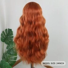 薑色蕾絲前髮套毫不粘懸,身體波薑橙色合成長波浪髮,適用於女性中分前拔髮13x4x1蕾絲假髮柔軟光滑耐高溫合成纖維頭髮日常使用 - 薑色 - 查看 2