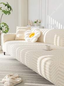 1片葉子壓花絨布沙發套,彈性沙發套與坐墊套適用於四季