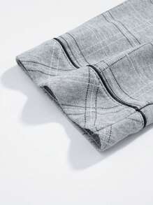 1set Men Plaid Pattern Contrast Color Trimmed Long Sleeve Top And Pants Homewear Suit For Spring/Autumn, Breathable And Sweat-Absorbing, Fall Winter Clothes