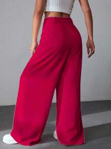 Women Pants - 玫紅色 - 查看 2