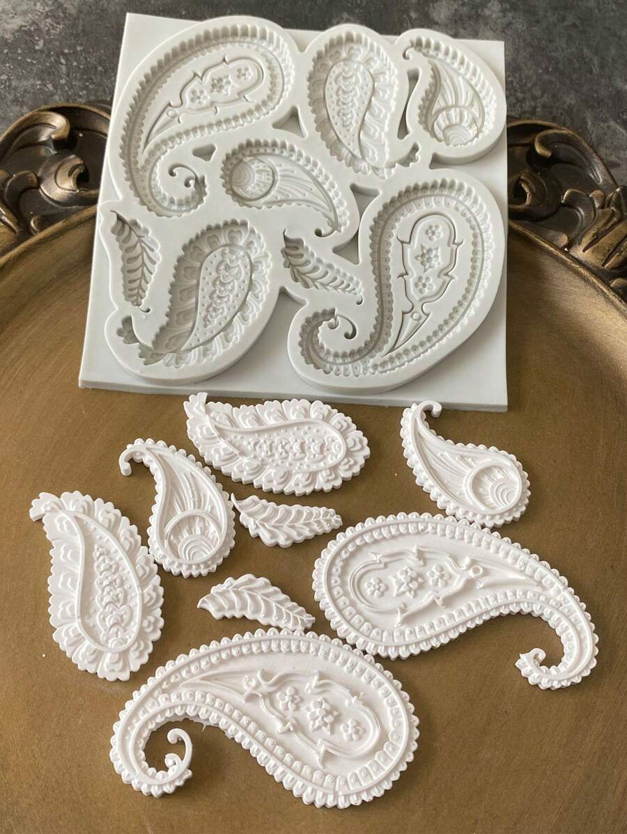 Molde de silicona con patrón de plumas, molde de resina DIY - Gris Claro - Ver 1