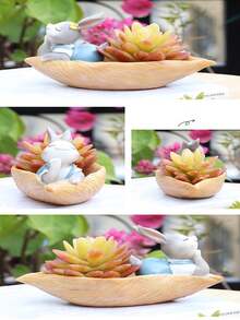 1入組可愛的植物兔子盆栽多肉盆栽植物小盆花,適用於室內花園、農具種植、插花裝飾,應景禮品,適合春節室內擺放、辦公室,可擺放仙人掌、小型多肉植物、花卉等,花盆花器,可放置辦公室作為裝飾及送禮用 - D - 查看 10