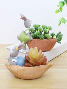 1入組可愛的植物兔子盆栽多肉盆栽植物小盆花,適用於室內花園、農具種植、插花裝飾,應景禮品,適合春節室內擺放、辦公室,可擺放仙人掌、小型多肉植物、花卉等,花盆花器,可放置辦公室作為裝飾及送禮用 - D - 查看 7