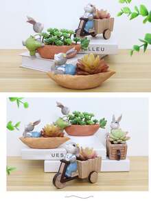 1入組可愛的植物兔子盆栽多肉盆栽植物小盆花,適用於室內花園、農具種植、插花裝飾,應景禮品,適合春節室內擺放、辦公室,可擺放仙人掌、小型多肉植物、花卉等,花盆花器,可放置辦公室作為裝飾及送禮用 - D - 查看 11