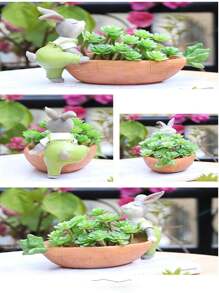 1入組可愛的植物兔子盆栽多肉盆栽植物小盆花,適用於室內花園、農具種植、插花裝飾,應景禮品,適合春節室內擺放、辦公室,可擺放仙人掌、小型多肉植物、花卉等,花盆花器,可放置辦公室作為裝飾及送禮用 - D - 查看 9