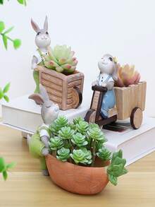 1入組可愛的植物兔子盆栽多肉盆栽植物小盆花,適用於室內花園、農具種植、插花裝飾,應景禮品,適合春節室內擺放、辦公室,可擺放仙人掌、小型多肉植物、花卉等,花盆花器,可放置辦公室作為裝飾及送禮用 - D - 查看 3