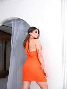 Women Dresses - Orange - View 5