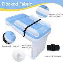 Blublu Park Inflatable Airplane Bed For Toddler, Airplane Seat Extender For Kids, Toddler Travel Bed With High Sides, Safety Belt, Airplane Bed Fits Most Airplane Seats, Car - 淺藍色 - 查看 3