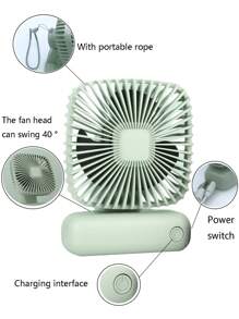 MEET SUN 1pc Rechargeable Handheld & Stand Portable Fan With 500mAh Lithium Battery, 3 Wind Speed Adjustable, Eyelash Curling Fan - Pink - View 5