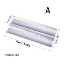 1個銀色法式長棍麵包烤盤,帶有2/3/4條溝槽,碳鋼防粘方便脫模烤模具 - 銀色 - 查看 7